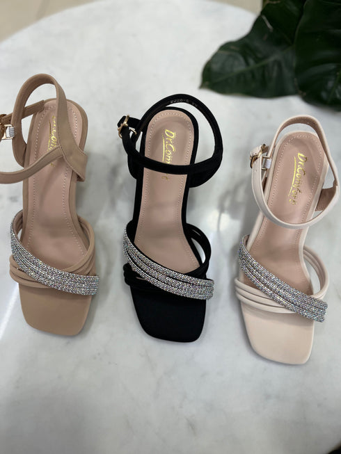 Women Luxury Rhinestone Decor Open Toe Buckle Straps